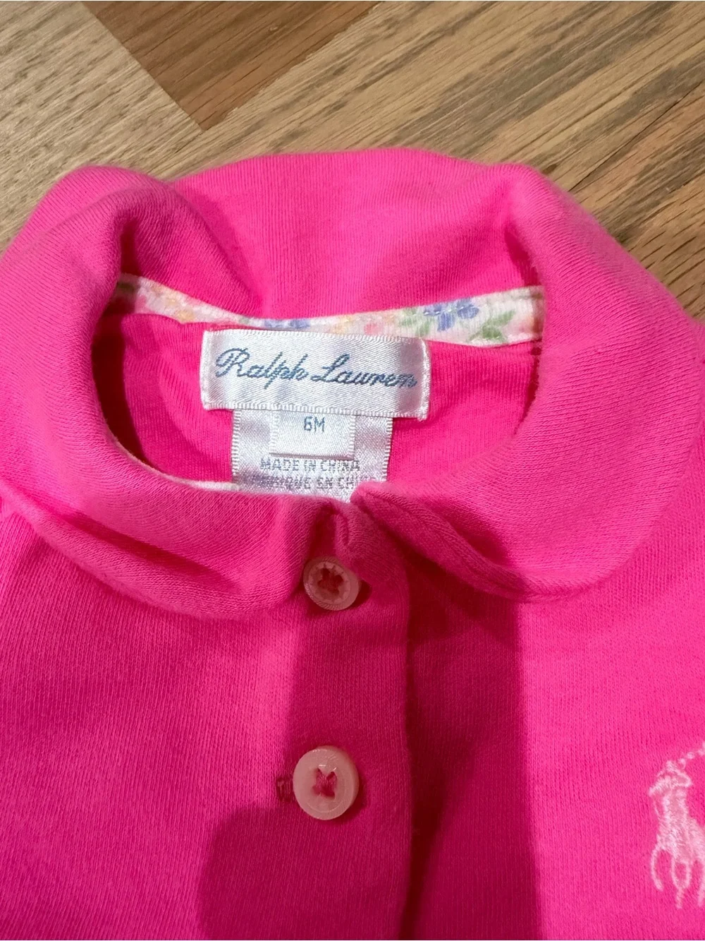 Ralph Lauren baby girl long sleeve onesie outfit with floral tie